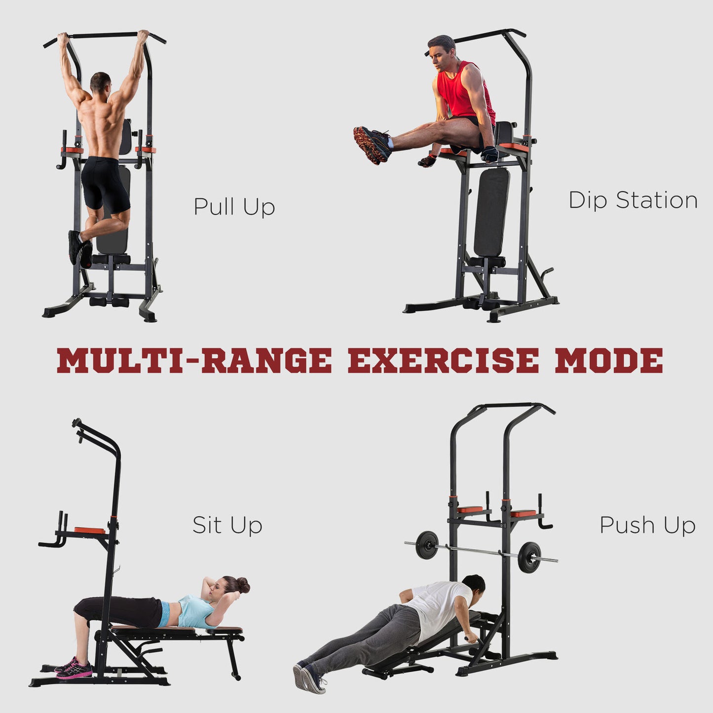 Power Tower Weight Bench Dip Stands Multifunction Pull-Ups Home Gym Fitness